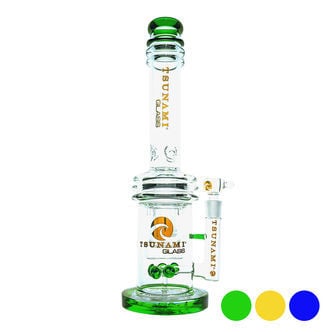 Button Double Honeycomb Perc Bong 16'' (Tsunami Glass)