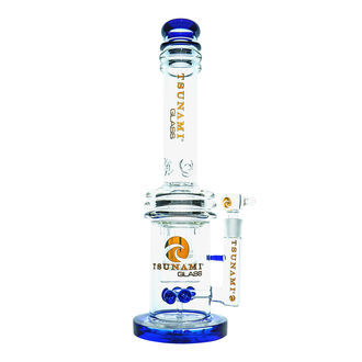 Button Double Honeycomb Perc Bong 16'' (Tsunami Glass)