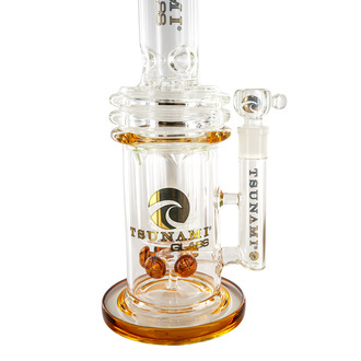 Button Double Honeycomb Perc Bong 16'' (Tsunami Glass)