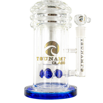 Button Double Honeycomb Perc Bong 16'' (Tsunami Glass)