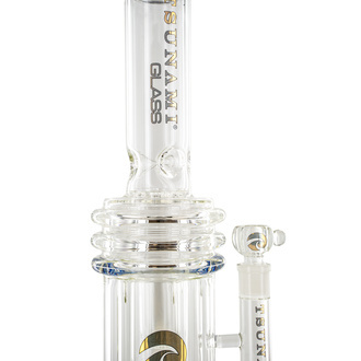 Button Double Honeycomb Perc Bong 16'' (Tsunami Glass)