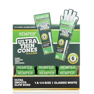 Ultra Thin White 1 1/4 Cones (Hemper) 6pk