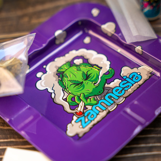 Budhead Vierkante Metalen Asbak (Zamnesia)