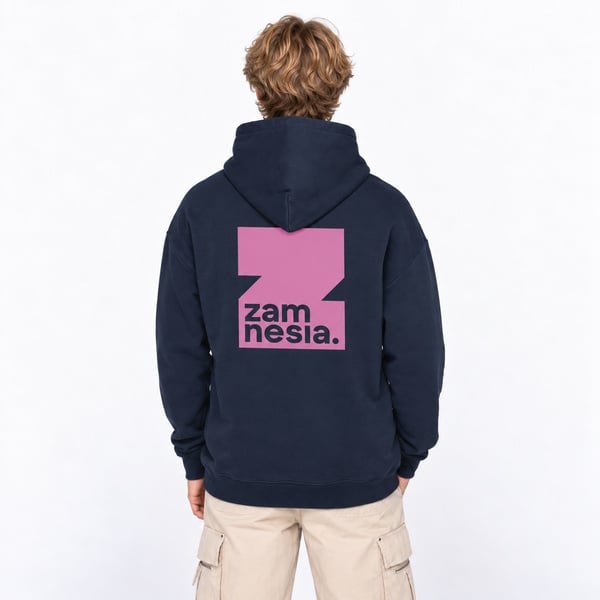 Hoodie navy - pink logo Zamnesia