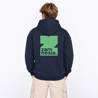 Hoodie navy - green logo Zamnesia
