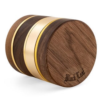 Gouden Aluminium/Houten Grinder (Black Leaf)