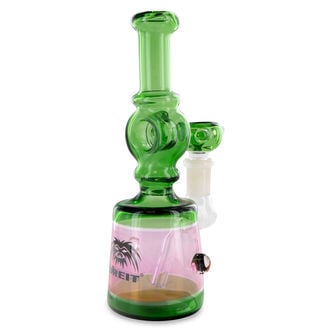 Glazen mini Bong met push bowl (Breit)