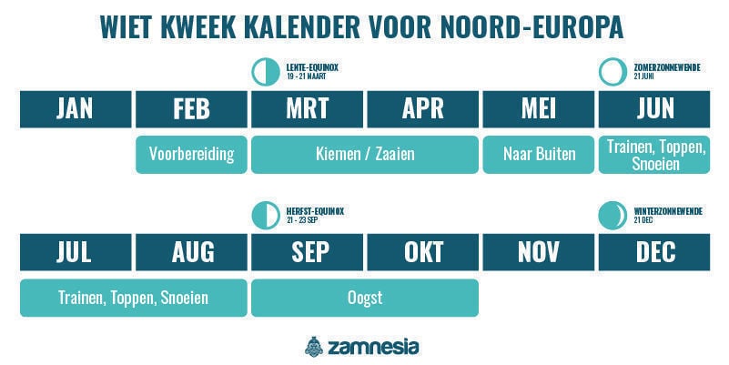 Cannabis kweek kalender voor Noord-Europa