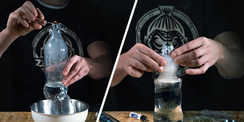 De twee verschillende typen gravity bongs