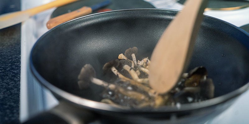 How does cooking affect magic mushrooms?