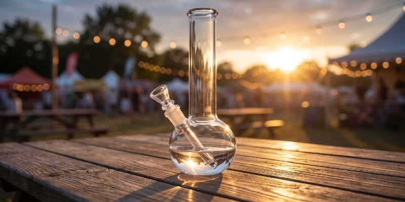 Glazen Bong Straight met Ronde Bodem