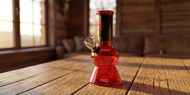 Hemp Leaf Mini Bong (Rood)