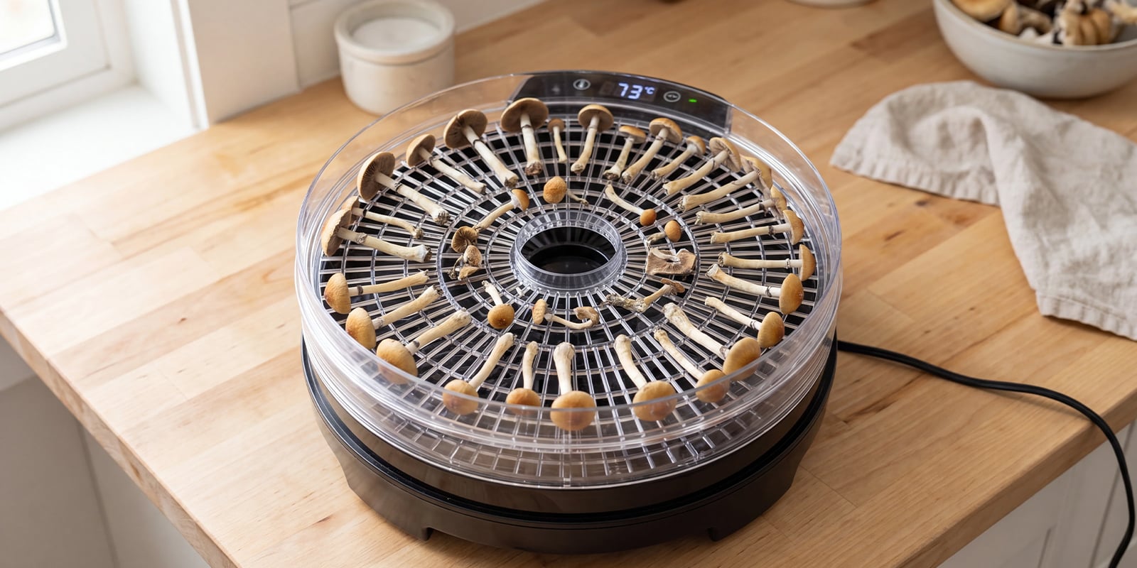 De beste manier om magic mushrooms te drogen: gebruik een voedseldroger (70&ndash;75 &deg;C)