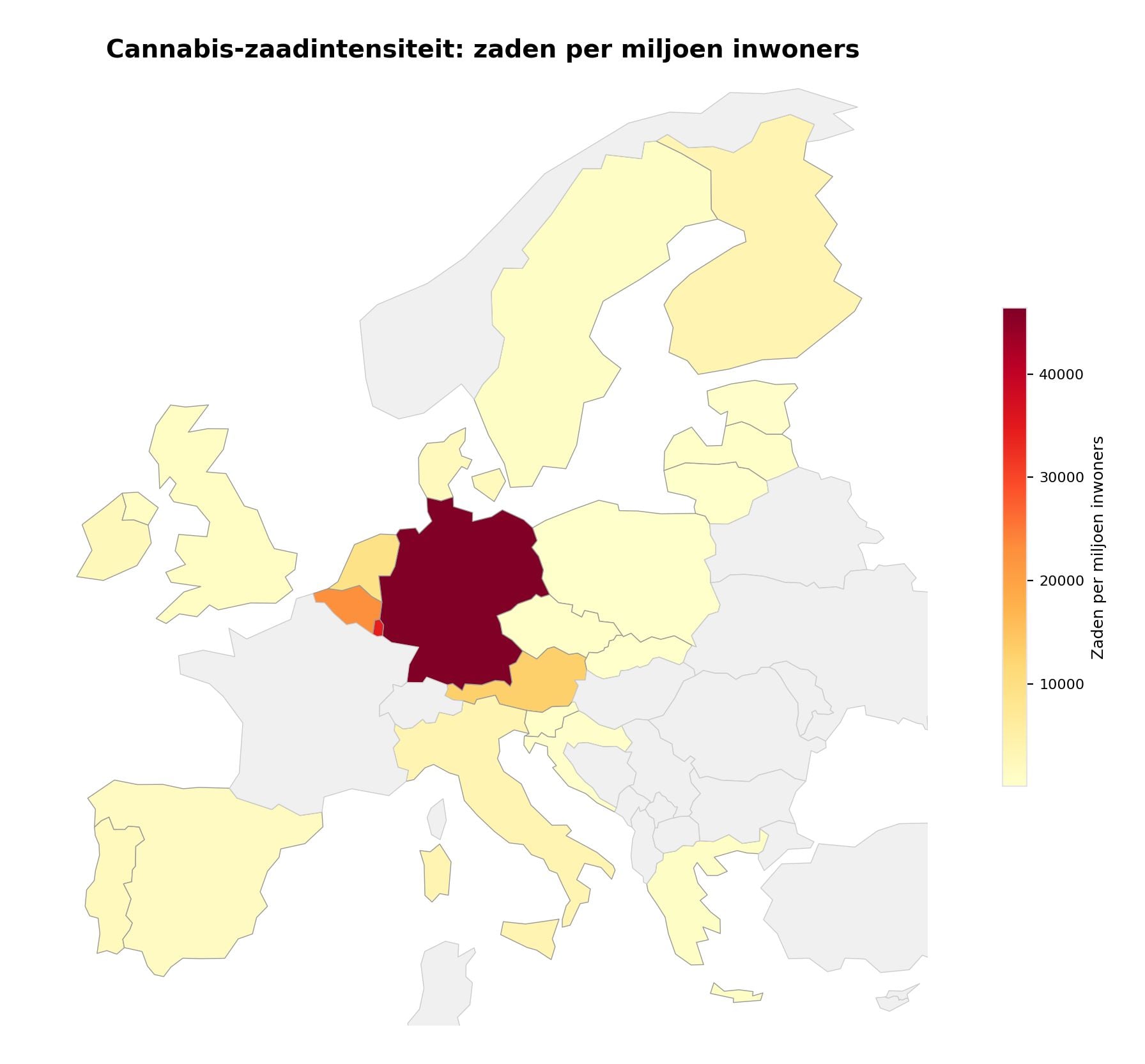 Kaart van de Europese cannabisconsumptiecultuur