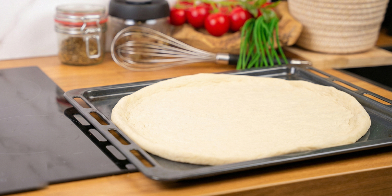 Bereid de pizzabodem Bereid de pizzabodem