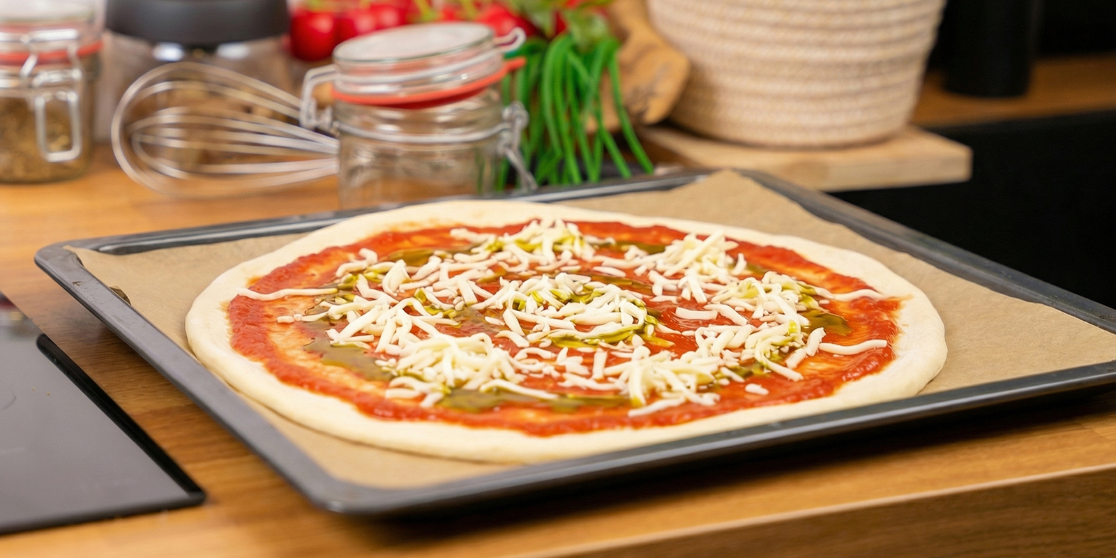 Voeg saus en kaas toe Voeg saus en kaas toe