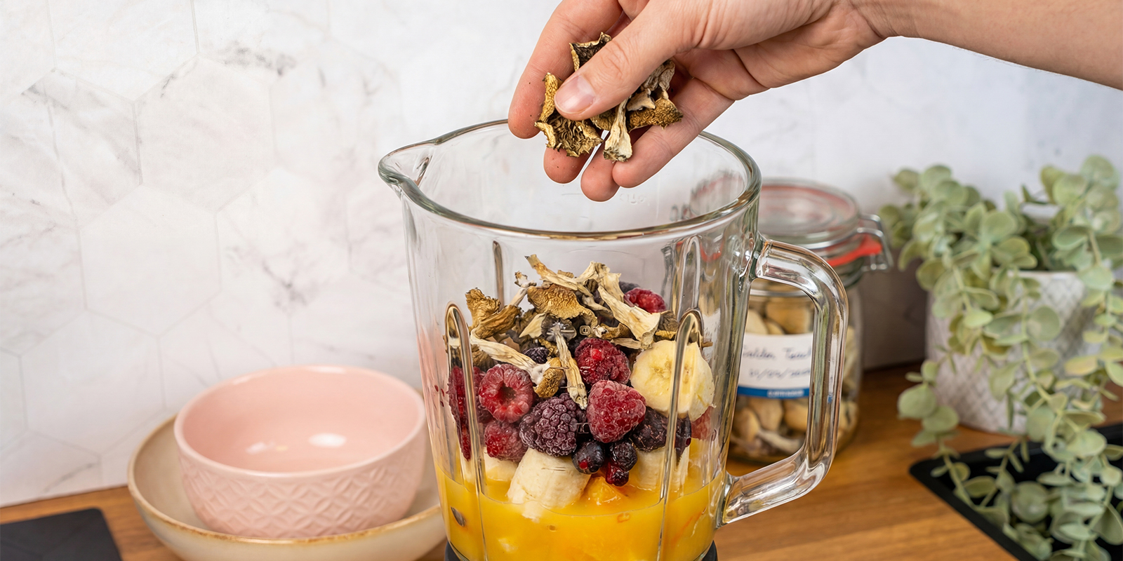 Voeg de paddenstoelen toe